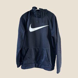 Nike Dri-FIT Black Training Pullover Hoodie Big Swoosh Zip Pkt Athleisure Sz S